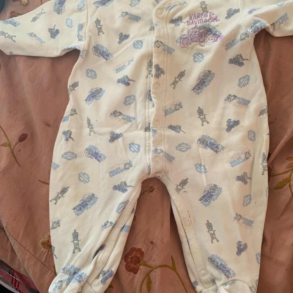 Born to Ride Harley Davidson snap up footed sleeper 6-9 months
